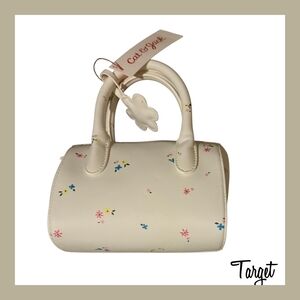 Toddler Girls' Floral BoTarget Cream Floral Mini Handbag with Yellow Daisy Charm